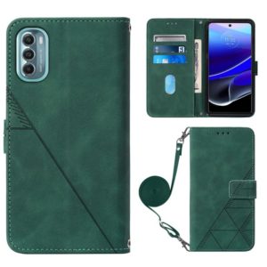 For Motorola Moto G 5G 2022 Crossbody 3D Embossed Flip Leather Phone Case(Dark Green) (OEM)