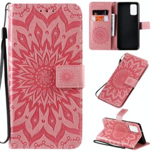 For Galaxy S20+ Sun Print Horizontal Flip Protective Case with Holder & Card Slots & Wallet(Pink) (OEM)