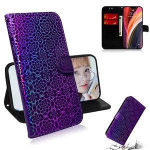 For iPhone 12 Pro Max Solid Color Colorful Magnetic Buckle Horizontal Flip PU Leather Case with Holder & Card Slots & Wallet & Lanyard(Purple) (OEM)
