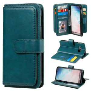 For Samsung Galaxy S10e Multifunctional Magnetic Copper Buckle Horizontal Flip Solid Color Leather Case with 10 Card Slots & Wallet & Holder & Photo Frame(Dark Green) (OEM)