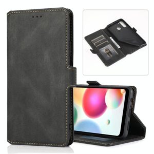 For Samsung Galaxy A21 Retro Magnetic Closing Clasp Horizontal Flip Leather Case with Holder & Card Slots & Photo Frame & Wallet(Black) (OEM)