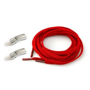 1 Pair SLK28 Metal Magnetic Buckle Elastic Free Tied Laces, Style: Silver Magnetic Buckle+Red Shoelaces (OEM)