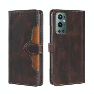 For OnePlus 9 Pro Skin Feel Straw Hat Magnetic Buckle Leather Phone Case(Brown) (OEM)