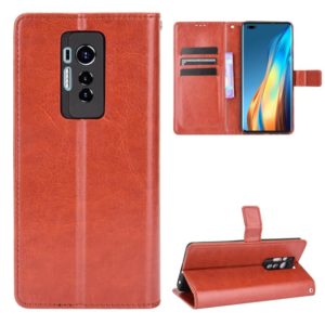 For Tecno Phantom X Crazy Horse Texture Horizontal Flip Leather Case with Holder & Card Slots & Lanyard(Brown) (OEM)