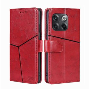 For OnePlus 10T Geometric Stitching Leather Phone Case(Red) (OEM)