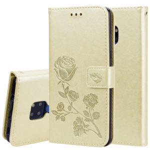 Rose Embossed Horizontal Flip PU Leather Case for Huawei Mate 20, with Holder & Card Slots & Wallet (Gold) (OEM)