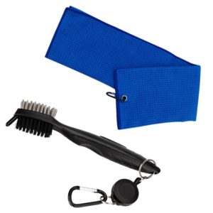 Hook Towel + Club Cleaning Brush Golf Cleaning Set(Blue) (OEM)