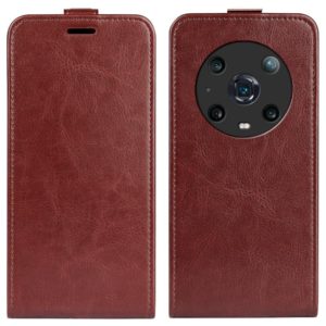For Honor Magic4 Pro R64 Texture Single Vertical Flip Leather Phone Case(Brown) (OEM)