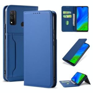 For Huawei P Smart 2020 Strong Magnetism Liquid Feel Horizontal Flip Leather Case with Holder & Card Slots & Wallet(Blue) (OEM)