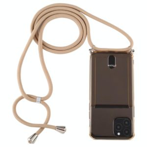 For iPhone 11 Pro Max Transparent TPU Protective Case with Lanyard & Card Slot(Gold) (OEM)