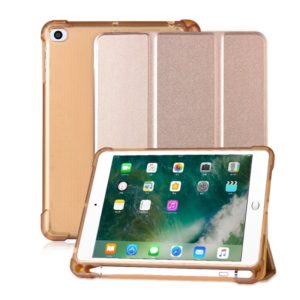 For iPad mini 5 / mini 4 / mini 3 / mini 2 / mini 3-folding Litchi Texture Horizontal Flip PU Leather + Shockproof TPU Case with Holder & Pen Slot(Gold) (OEM)