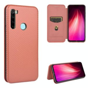 For Xiaomi Redmi Note 8 Carbon Fiber Texture Horizontal Flip TPU + PC + PU Leather Case with Card Slot(Brown) (OEM)
