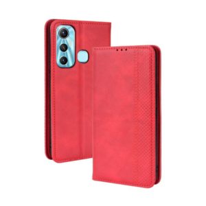 For Infinix Hot 11 Magnetic Buckle Retro Texture Leather Phone Case(Red) (OEM)
