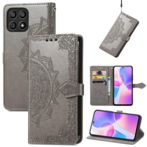 For Honor X30i Mandala Flower Embossed Flip Leather Phone Case(Grey) (OEM)