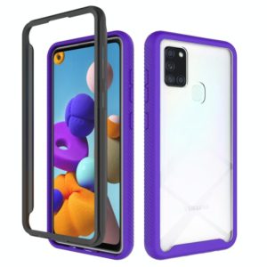For Samsung Galaxy A21s Starry Sky Solid Color Series Shockproof PC + TPU Protective Case (Purple) (OEM)