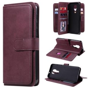 For Motorola Moto G9 Play Multifunctional Magnetic Copper Buckle Horizontal Flip Solid Color Leather Case with 10 Card Slots & Wallet & Holder & Photo Frame(Wine Red) (OEM)