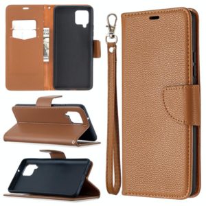 For Samsung Galaxy A42 5G Litchi Texture Pure Color Horizontal Flip PU Leather Case with Holder & Card Slots & Wallet & Lanyard(Brown) (OEM)
