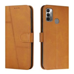 For Tecno Spark 7 / 7T Stitching Calf Texture Buckle Leather Phone Case(Yellow) (OEM)