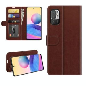 For Xiaomi Redmi Note 10 5G R64 Texture Single Horizontal Flip Protective Case with Holder & Card Slots & Wallet& Photo Frame(Brown) (OEM)
