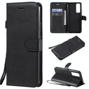 For Huawei nova 7 Solid Color Horizontal Flip Protective Leather Case with Holder & Card Slots & Wallet & Lanyard(Black) (OEM)