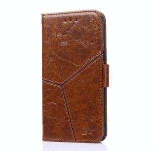 For Nokia 7.2 / 6.2 Geometric Stitching Horizontal Flip TPU + PU Leather Case with Holder & Card Slots & Wallet(Light Brown) (OEM)