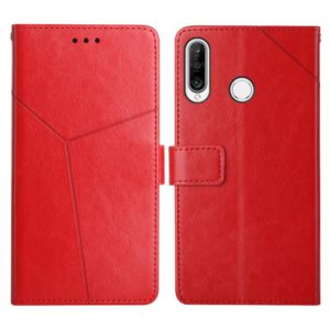 For Huawei P30 Lite Y Stitching Horizontal Flip Leather Phone Case with Holder & Card Slots & Wallet & Photo Frame(Red) (OEM)