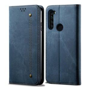 For Xiaomi Redmi Note 8 Denim Texture Casual Style Horizontal Flip Leather Case with Holder & Card Slots & Wallet(Blue) (OEM)