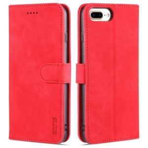 AZNS Skin Feel Calf Texture Horizontal Flip Leather Case with Card Slots & Holder & Wallet For iPhone 7 Plus / 8 Plus(Red) (AZNS) (OEM)