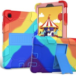 For Samsung Galaxy Tab A7 Lite T220 / T225 Two-Color Robot Shockproof Silicone + PC Protective Case with Holder(Rainbow+Blue) (OEM)