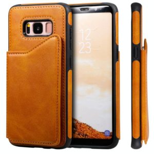 For Galaxy S8 Shockproof Calf Texture Protective Case with Holder & Card Slots & Frame(Brown) (OEM)