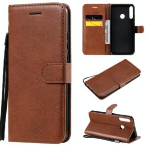 For Huawei P40 lite E / Y7p / Honor 9C Solid Color Horizontal Flip Protective Leather Case with Holder & Card Slots & Wallet & Lanyard(Brown) (OEM)
