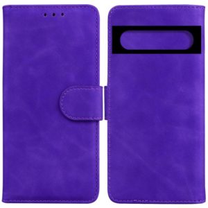 For Google Pixel 7 5G Skin Feel Pure Color Flip Leather Phone Case(Purple) (OEM)