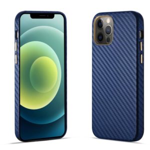 For iPhone 12 Pro Carbon Fiber Leather Texture Kevlar Anti-fall Phone Protective Case(Blue) (OEM)