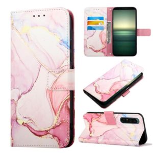 For Sony Xperia 1 IV PT003 Marble Pattern Flip Leather Phone Case(Rose Gold LS005) (OEM)