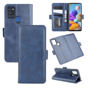 For Galaxy A21S Dual-side Magnetic Buckle Horizontal Flip Leather Case with Holder & Card Slots & Wallet(Dark Blue) (OEM)
