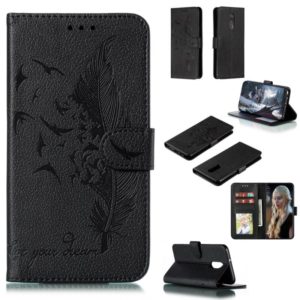 Feather Pattern Litchi Texture Horizontal Flip Leather Case with Wallet & Holder & Card Slots For LG Stylo 5(Black) (OEM)