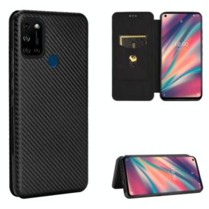 For Wiko View5 Plus Carbon Fiber Texture Horizontal Flip TPU + PC + PU Leather Case with Card Slot(Black) (OEM)