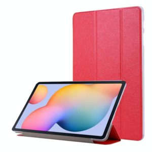 For Samsung Galaxy Tab S8+ / Tab S8 Plus / Tab S7 FE / Tab S7+ / T970 Silk Texture Three-fold Horizontal Flip Leather Case with Holder & Pen Slot(Red) (OEM)