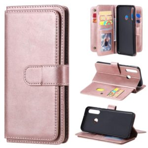 For Huawei Y6P Multifunctional Magnetic Copper Buckle Horizontal Flip Solid Color Leather Case with 10 Card Slots & Wallet & Holder & Photo Frame(Rose Gold) (OEM)
