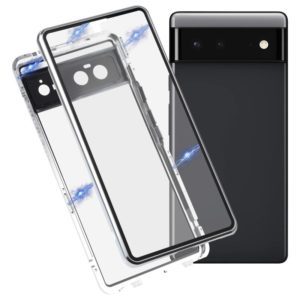 For Google Pixel 6 HD Magnetic Metal Tempered Glass Phone Case(Silver) (OEM)