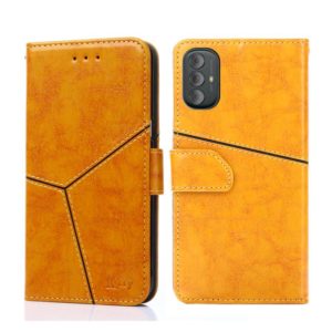 For Motorola Moto G Power 2022 Geometric Stitching Horizontal Flip Leather Phone Case(Yellow) (OEM)