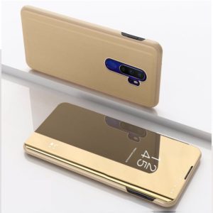 For OPPO A9 2020 / A5 2020 Plated Mirror Horizontal Flip Leather with Stand Mobile Phone Holster(Gold) (OEM)