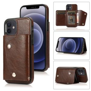 For iPhone 12 mini Shockproof PU + TPU Leather Case with Card Slots & Holder & Photo Frame & Wallet & Lanyard (Brown) (OEM)