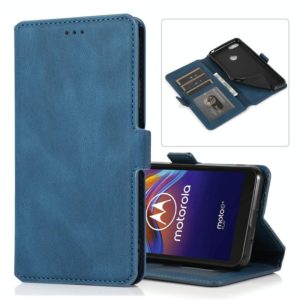 For Motorola Moto E6 Play Retro Magnetic Closing Clasp Horizontal Flip Leather Case with Holder & Card Slots & Photo Frame & Wallet(Navy Blue) (OEM)