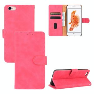 For iPhone 6 & 6s Solid Color Skin Feel Magnetic Buckle Horizontal Flip Calf Texture PU Leather Case with Holder & Card Slots & Wallet(Rose Gold) (OEM)