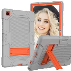 For Samsung Galaxy Tab A7 10.4 (2020) T500 / T505 Contrast Color Robot Shockproof Silicone + PC Protective Case with Holder(Grey Orange) (OEM)