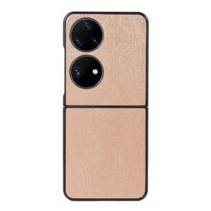 For Huawei P50 Pocket Wood Texture PU Phone Case(Gold) (OEM)