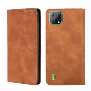 For Blackview A55 Pro Skin Feel Magnetic Horizontal Flip Leather Phone Case(Light Brown) (OEM)