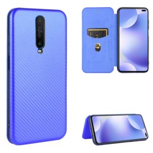 For Xiaomi Redmi K30 Ultra Carbon Fiber Texture Horizontal Flip TPU + PC + PU Leather Case with Card Slot(Blue) (OEM)