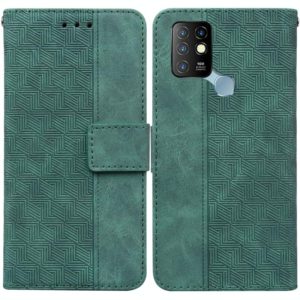For Infinix Hot 10 X682 Geometric Embossed Leather Phone Case(Green) (OEM)